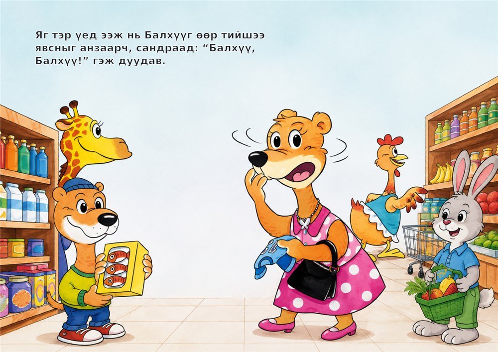 Балхүү дэлгүүрт төөрсөн нь — зурагт номын хуудас