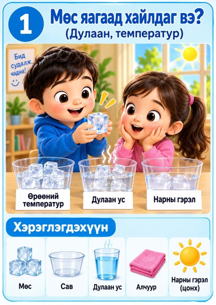 Нээлттэй үйл ажиллагаа — Мөс яагаад хайлдаг вэ? (Ахлах бүлэг)