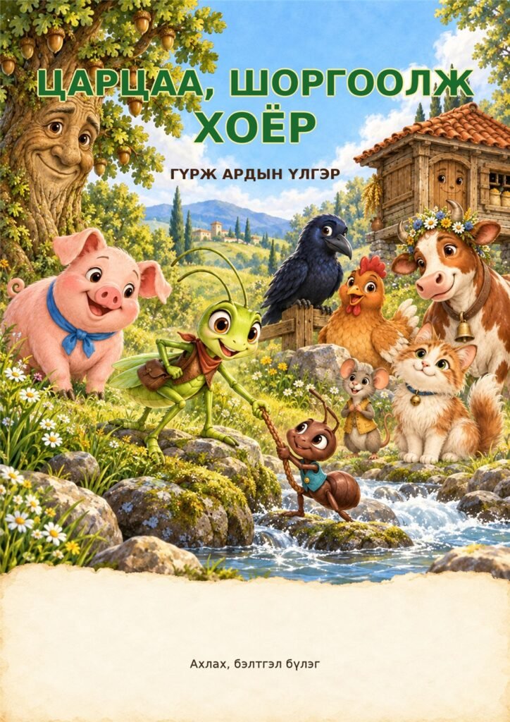 Царцаа, шоргоолж хоёр — зурагт номын нүүр